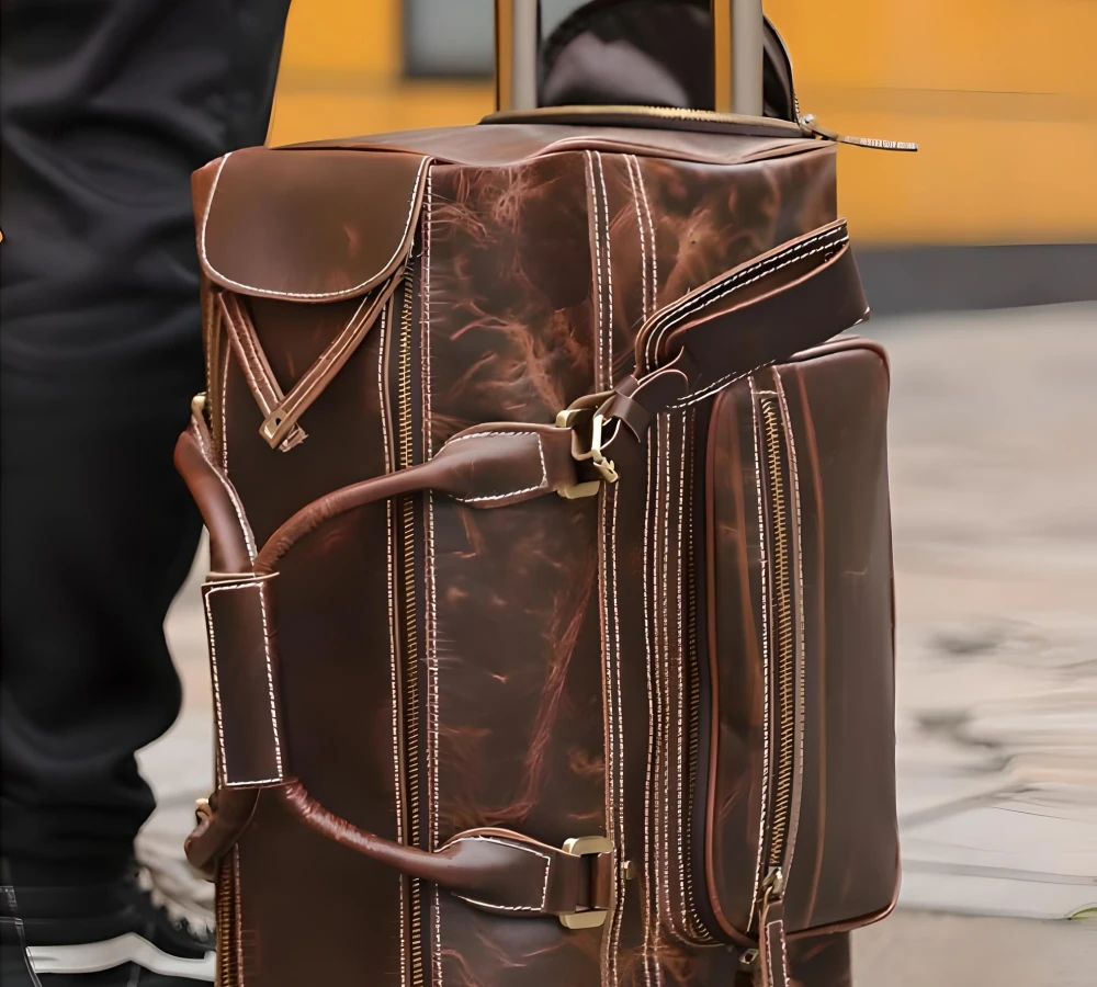 leather carry on with wheels